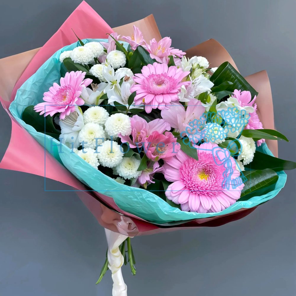 Букет цветов Прованс Букет цветов из: Герберы, Розы и Альстромерии